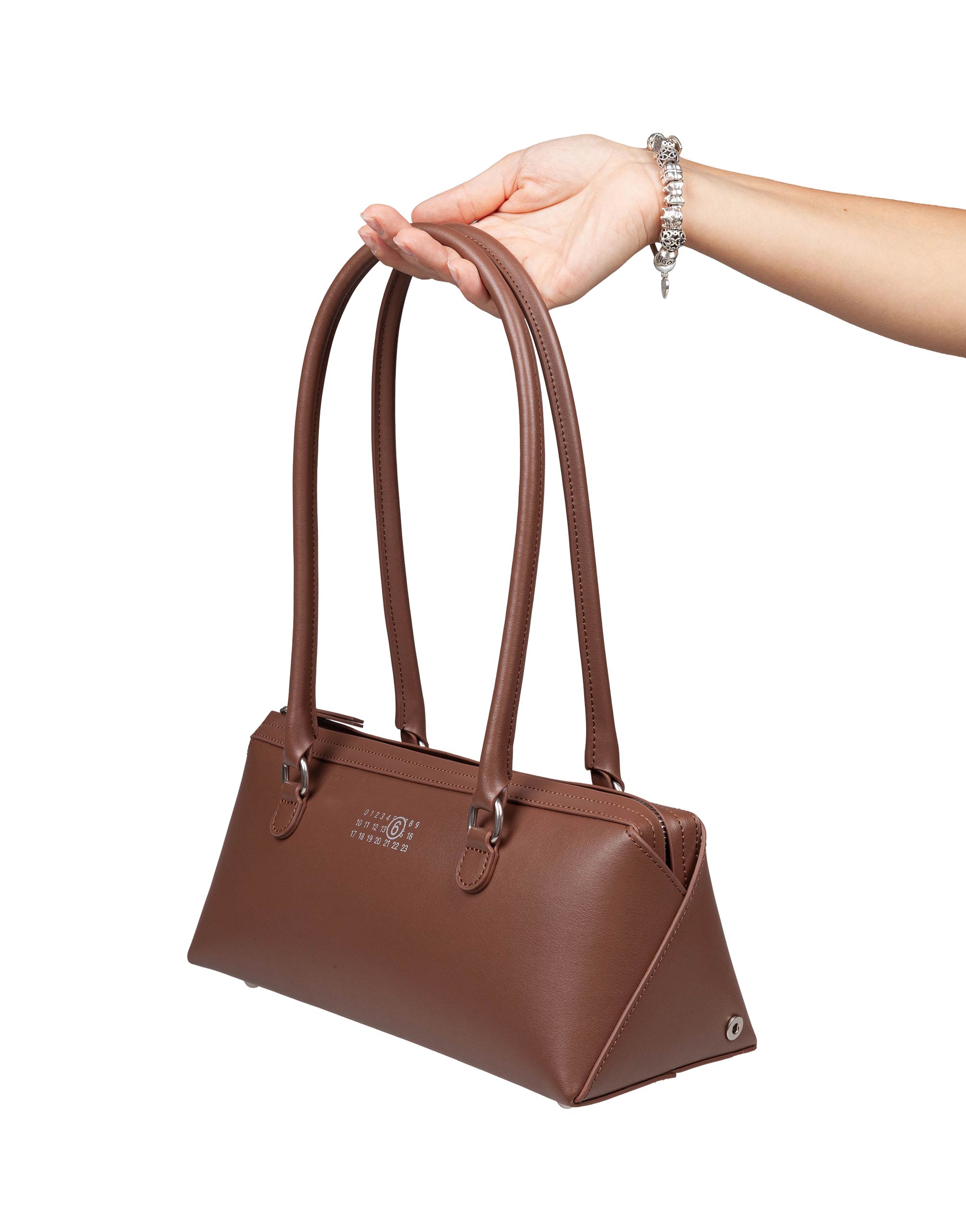 MM6 BORSA A SPALLA BAULETTO IN PELLE COLORE MARRONE
