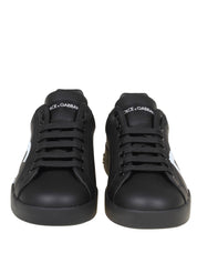 DOLCE & GABBANA PORTOFINO LEATHER SNEAKERS IN BLACK