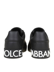 DOLCE & GABBANA PORTOFINO LEATHER SNEAKERS IN BLACK