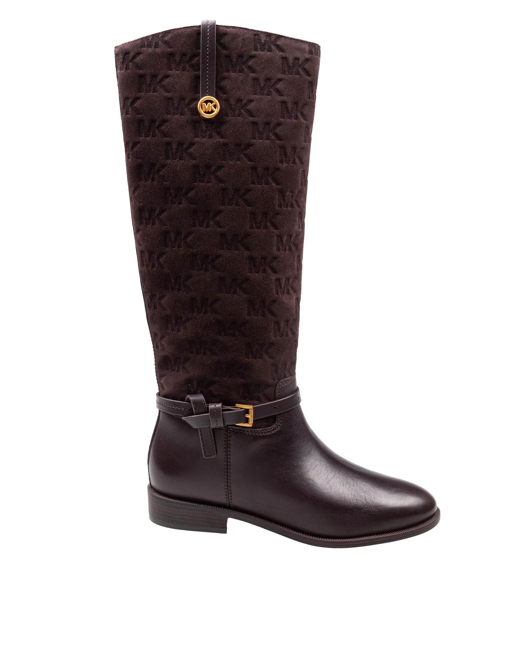 MICHAEL KORS BEVERLY FLAT BOOT IN CHOCOLATE LEATHER