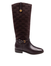MICHAEL KORS BEVERLY FLAT BOOT IN CHOCOLATE LEATHER