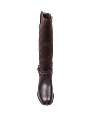 MICHAEL KORS BEVERLY FLAT BOOT IN CHOCOLATE LEATHER
