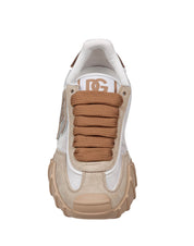 DOLCE E GABBANA SNEAKERS ATHLETIC IN TESSUTO CAMOSCIO COLORE BIANCO E ORO