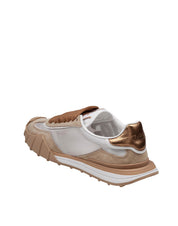 DOLCE E GABBANA SNEAKERS ATHLETIC IN TESSUTO CAMOSCIO COLORE BIANCO E ORO