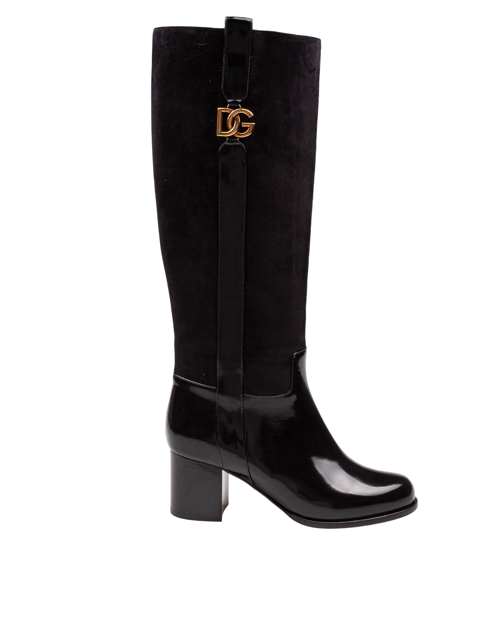 DOLCE & GABBANA SUEDE RIDING BOOT BLACK