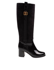 DOLCE & GABBANA SUEDE RIDING BOOT BLACK
