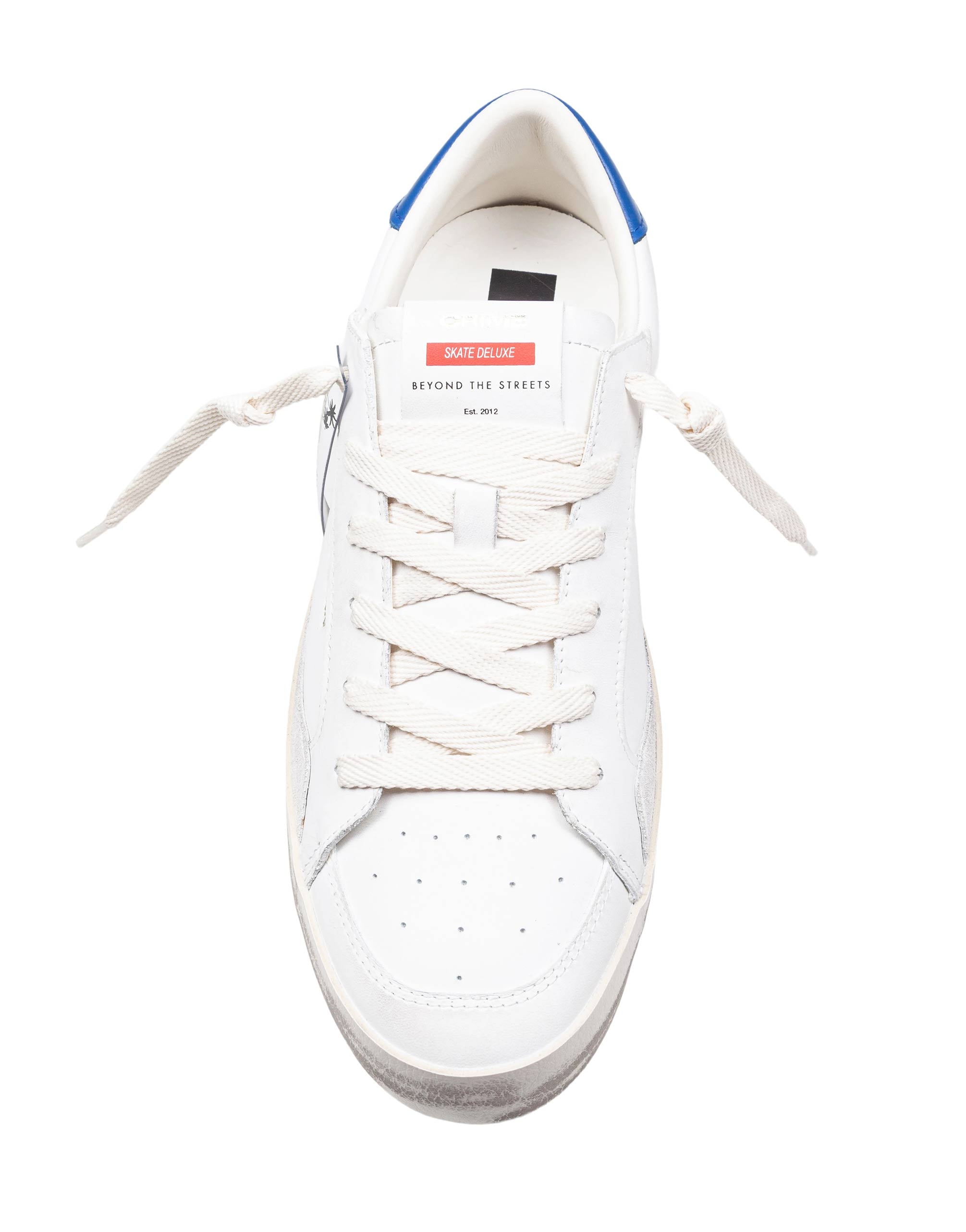 CRIME SNEAKERS K8 DELUXE IN WHITE AND BLUE LEATHER