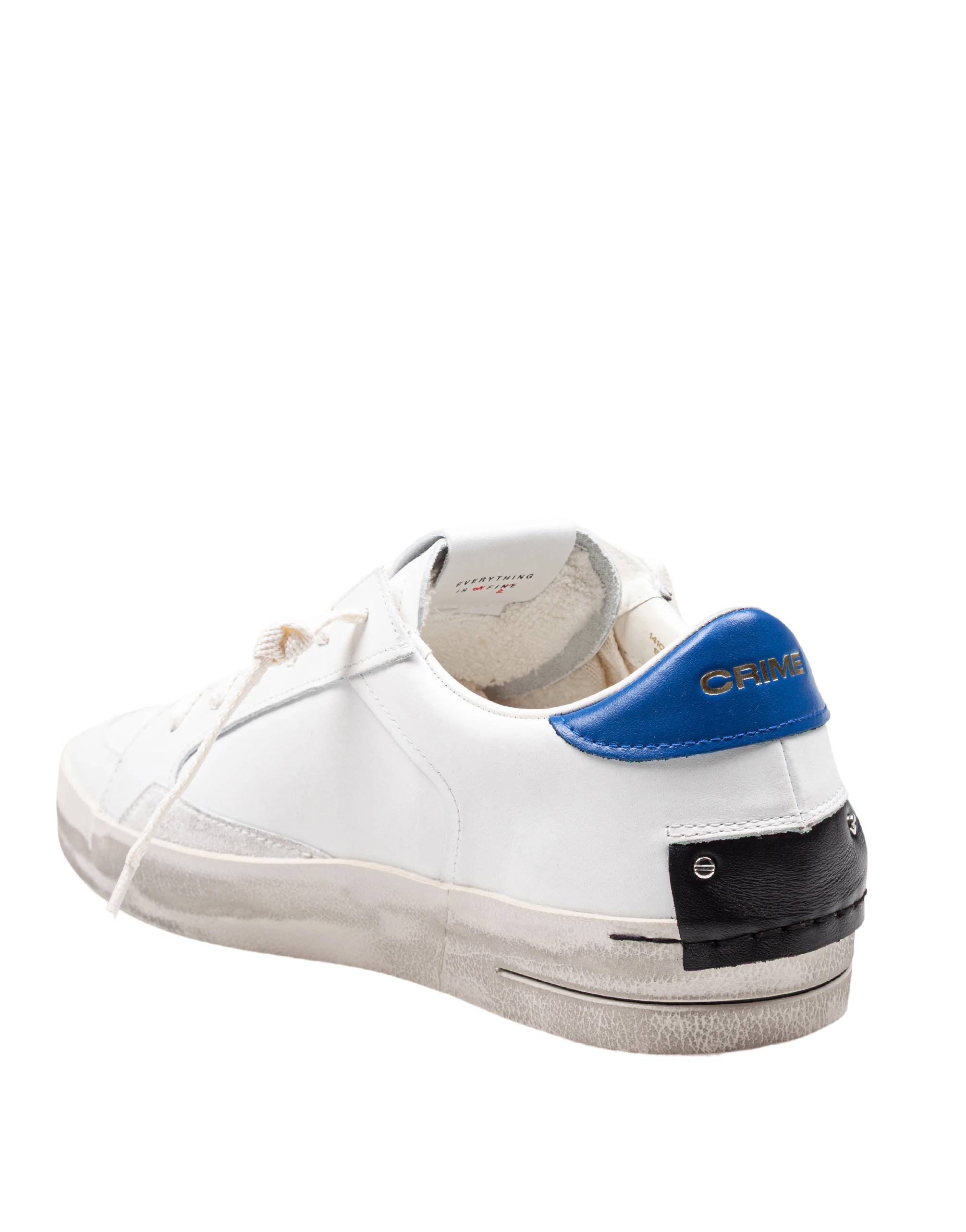CRIME SNEAKERS K8 DELUXE IN WHITE AND BLUE LEATHER