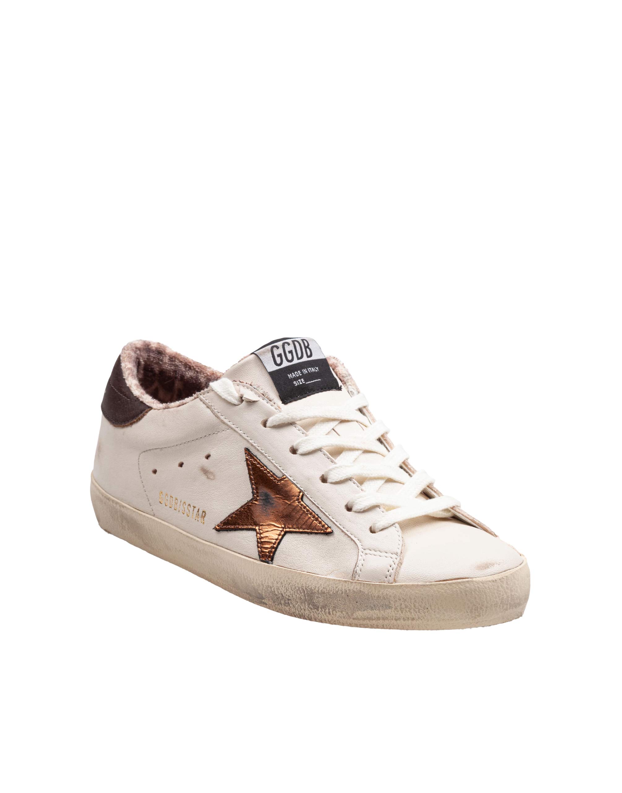 GOLDEN GOOSE SUPER-STAR LEATHER SNEAKERS WITH LAMINATED STAR