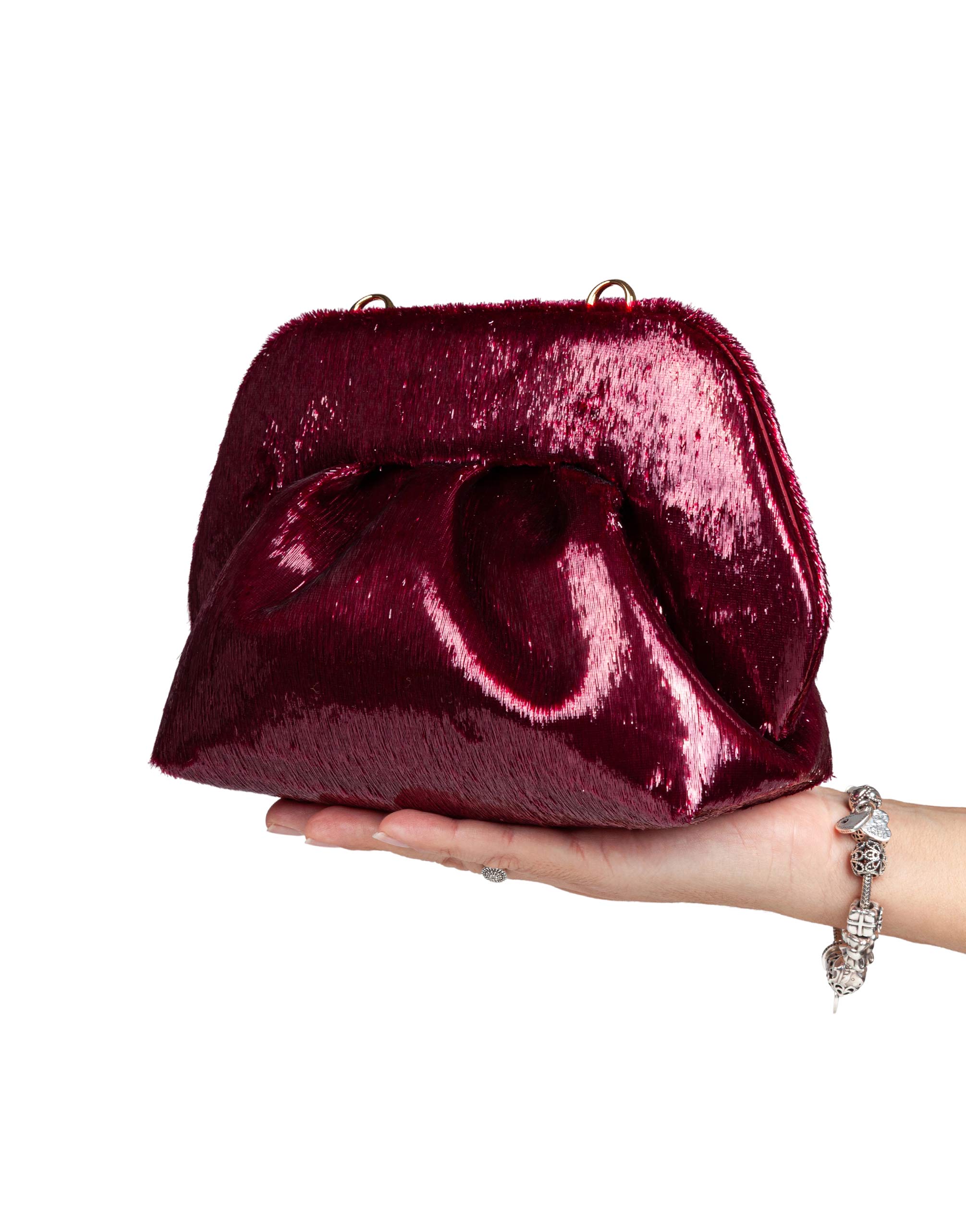 THEMOIRè BIOS CLUTCH PICCOLA IN LUREX COLORE BORDEAUX