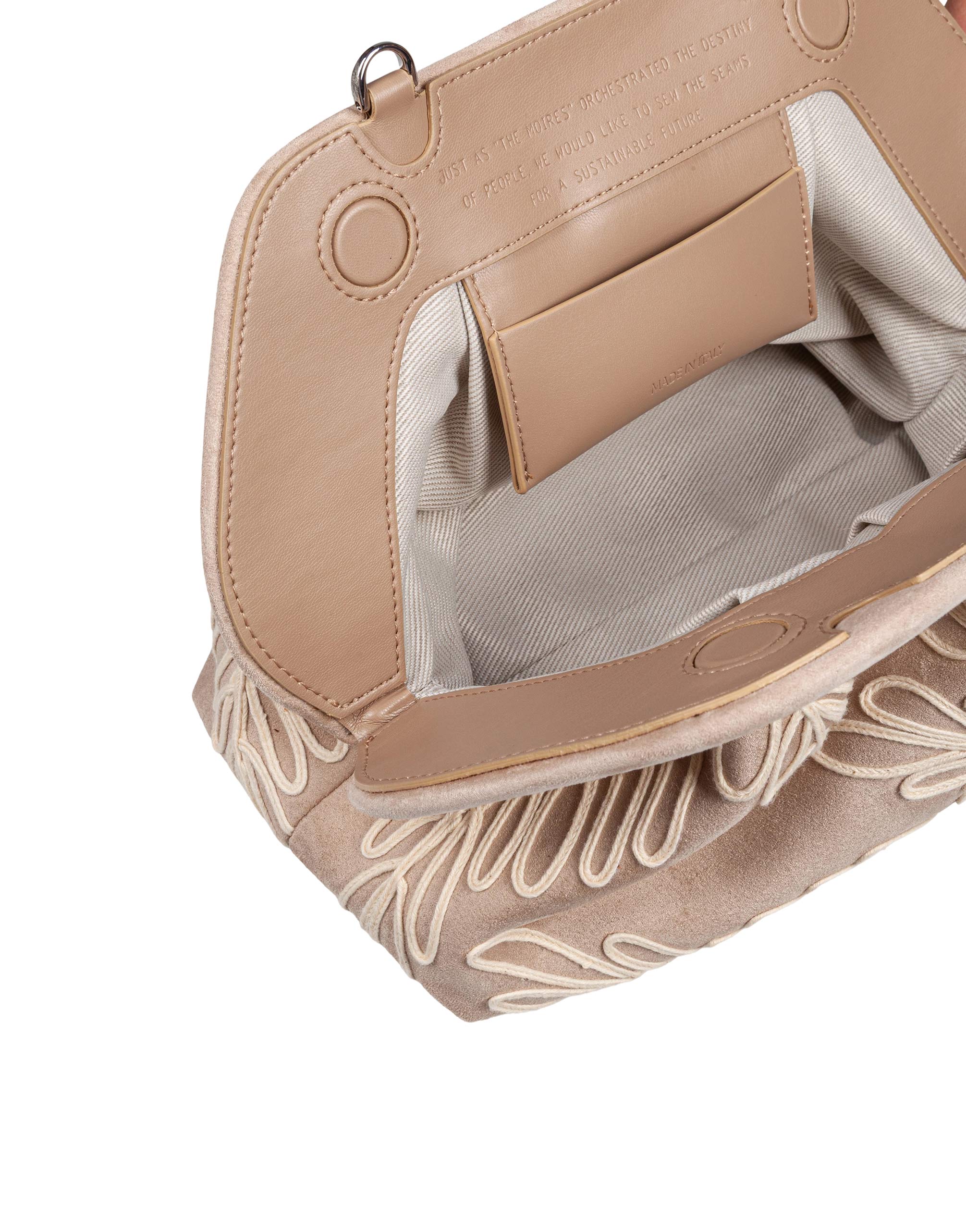 THEMOIRè BIOS MEDIUM CLUTCH IN CAMOSCIO CON RICAMO