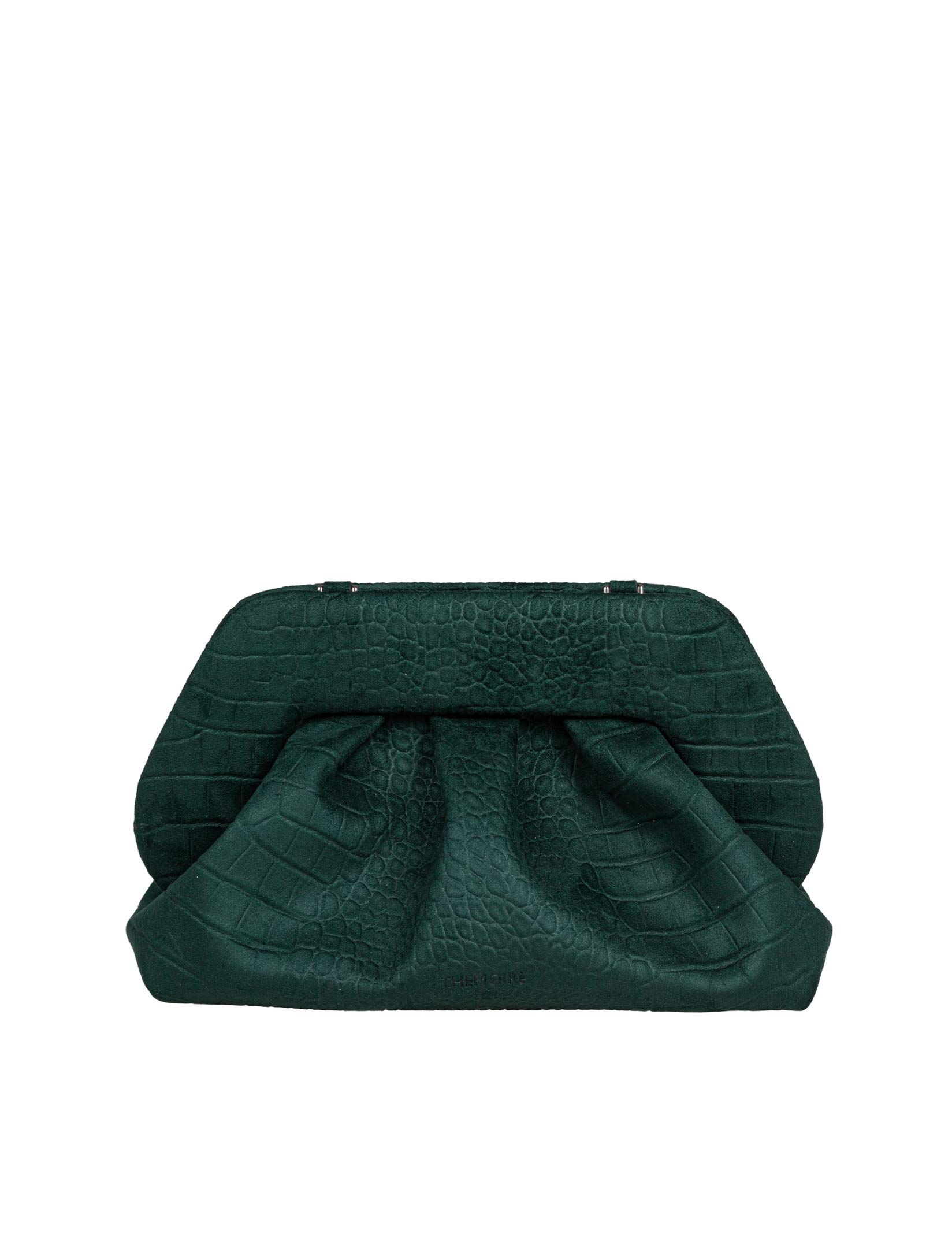 THEMOIRè BIOS CLUTCH IN SUEDE EFFETTO COCCODRILLO COLORE PINO