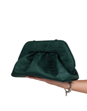 THEMOIRè BIOS CLUTCH IN SUEDE EFFETTO COCCODRILLO COLORE PINO