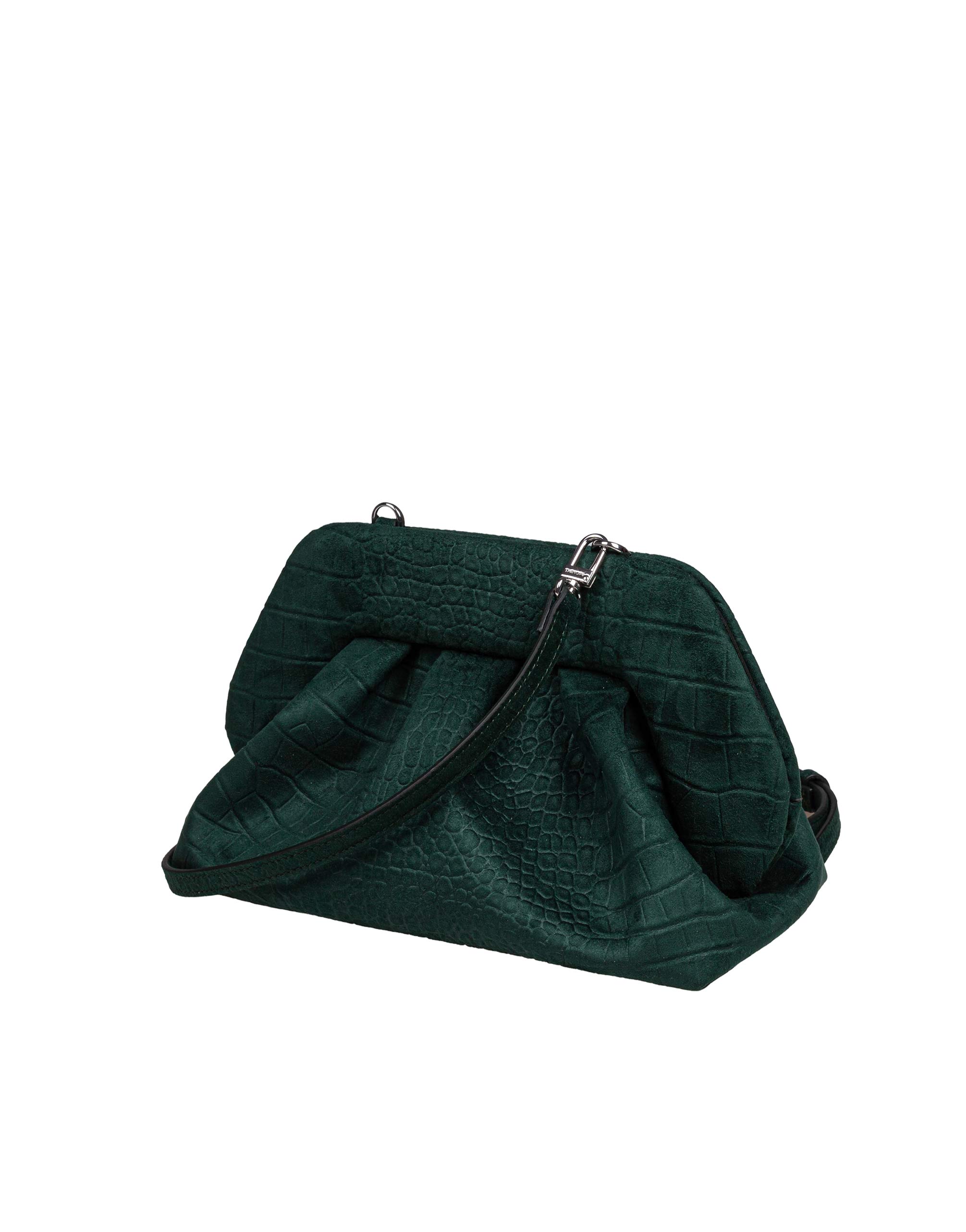 THEMOIRè BIOS CLUTCH IN SUEDE EFFETTO COCCODRILLO COLORE PINO