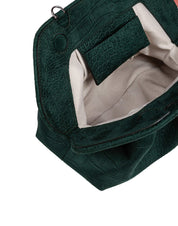 THEMOIRè BIOS CLUTCH IN SUEDE EFFETTO COCCODRILLO COLORE PINO