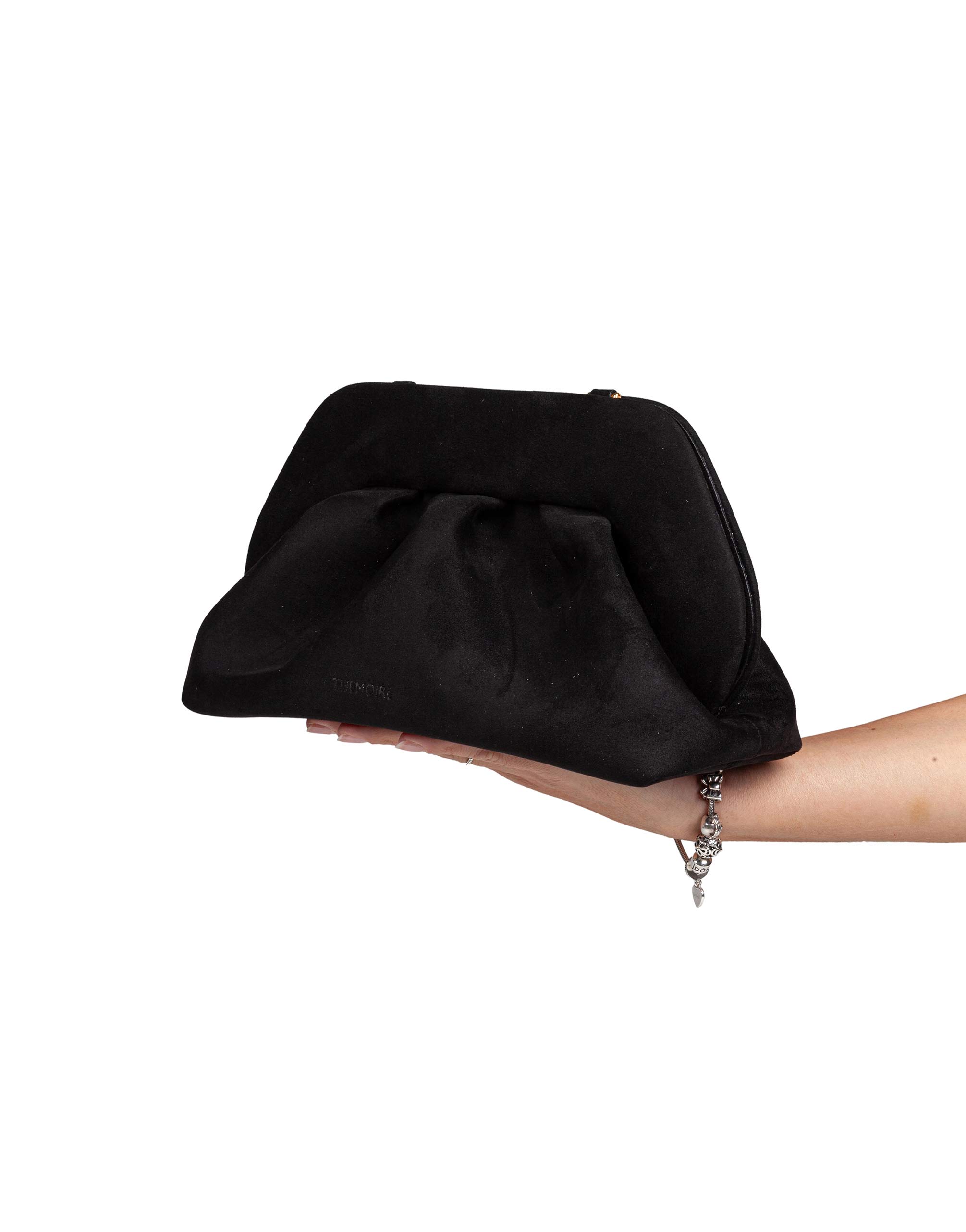 THEMOIRè BIOS MEDIUM CLUTCH IN SUEDE COLORE NERO