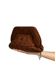 THEMOIRè BIOS CLUTCH INTRECCIO IN SUEDE COLORE CIOCCOLATO