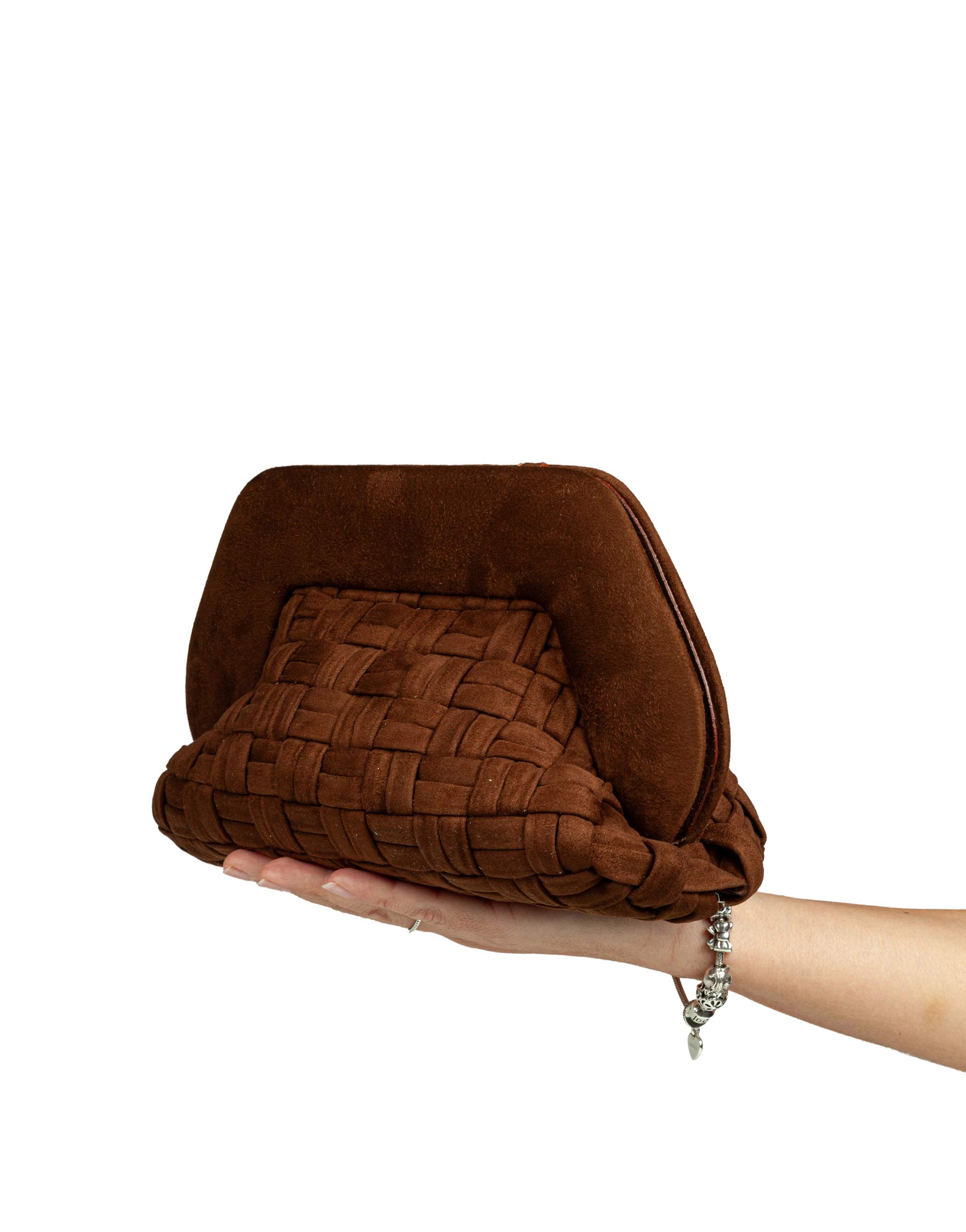THEMOIRè BIOS CLUTCH INTRECCIO IN SUEDE COLORE CIOCCOLATO