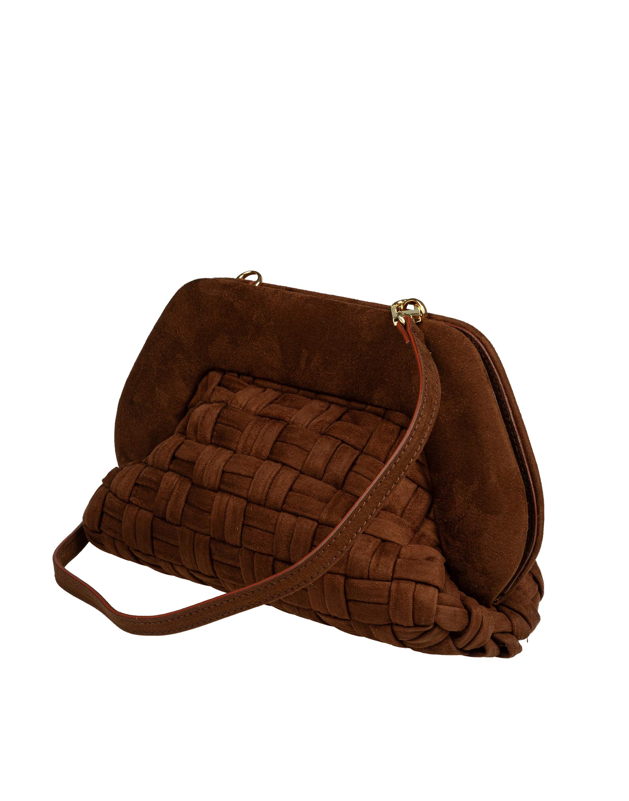 THEMOIRè BIOS CLUTCH INTRECCIO IN SUEDE COLORE CIOCCOLATO