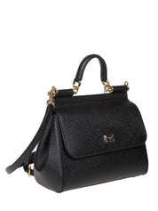 DOLCE & GABBANA SMALL SICILY BAG IN BLACK LEATHER