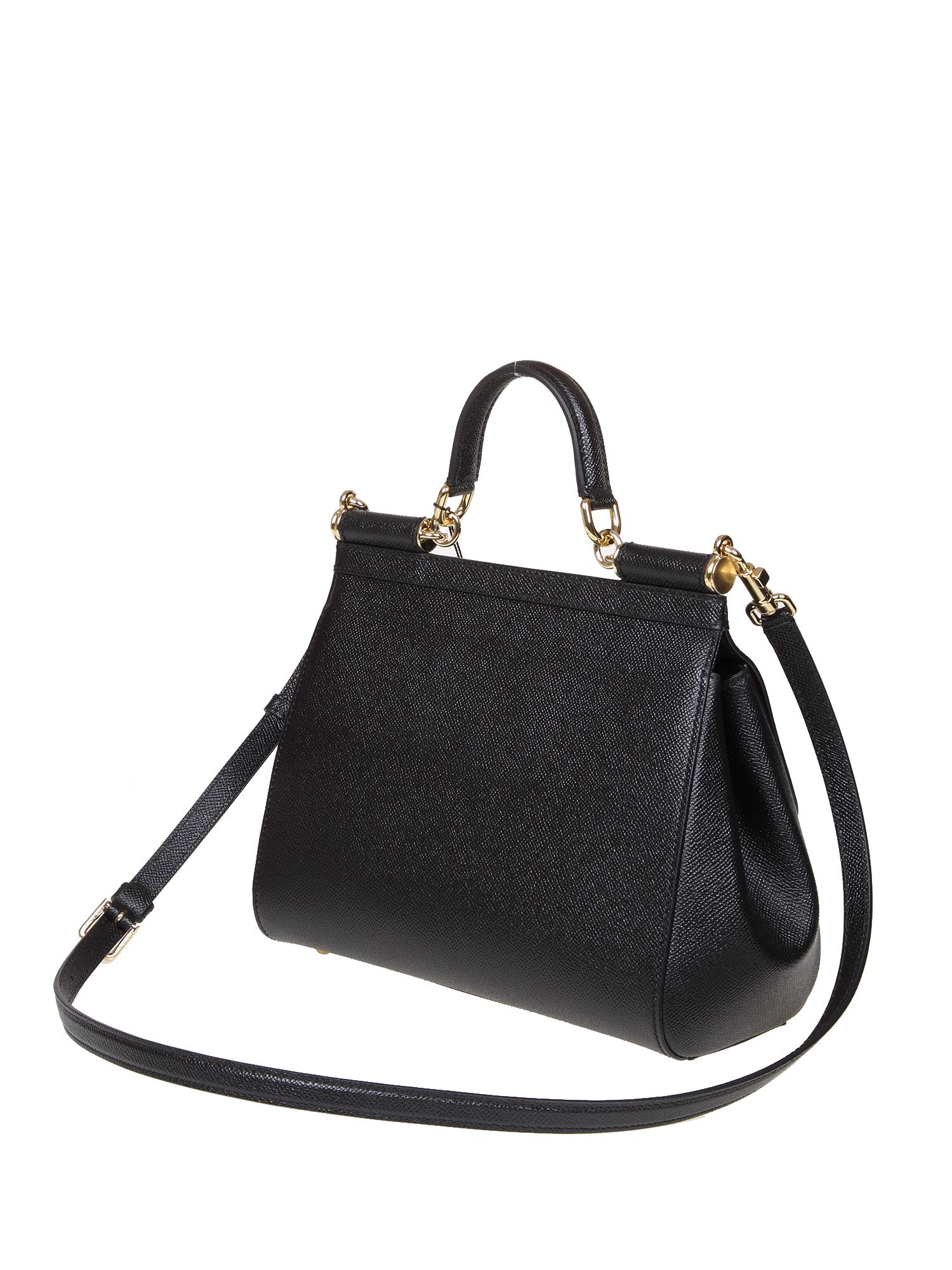 DOLCE & GABBANA SMALL SICILY BAG IN BLACK LEATHER