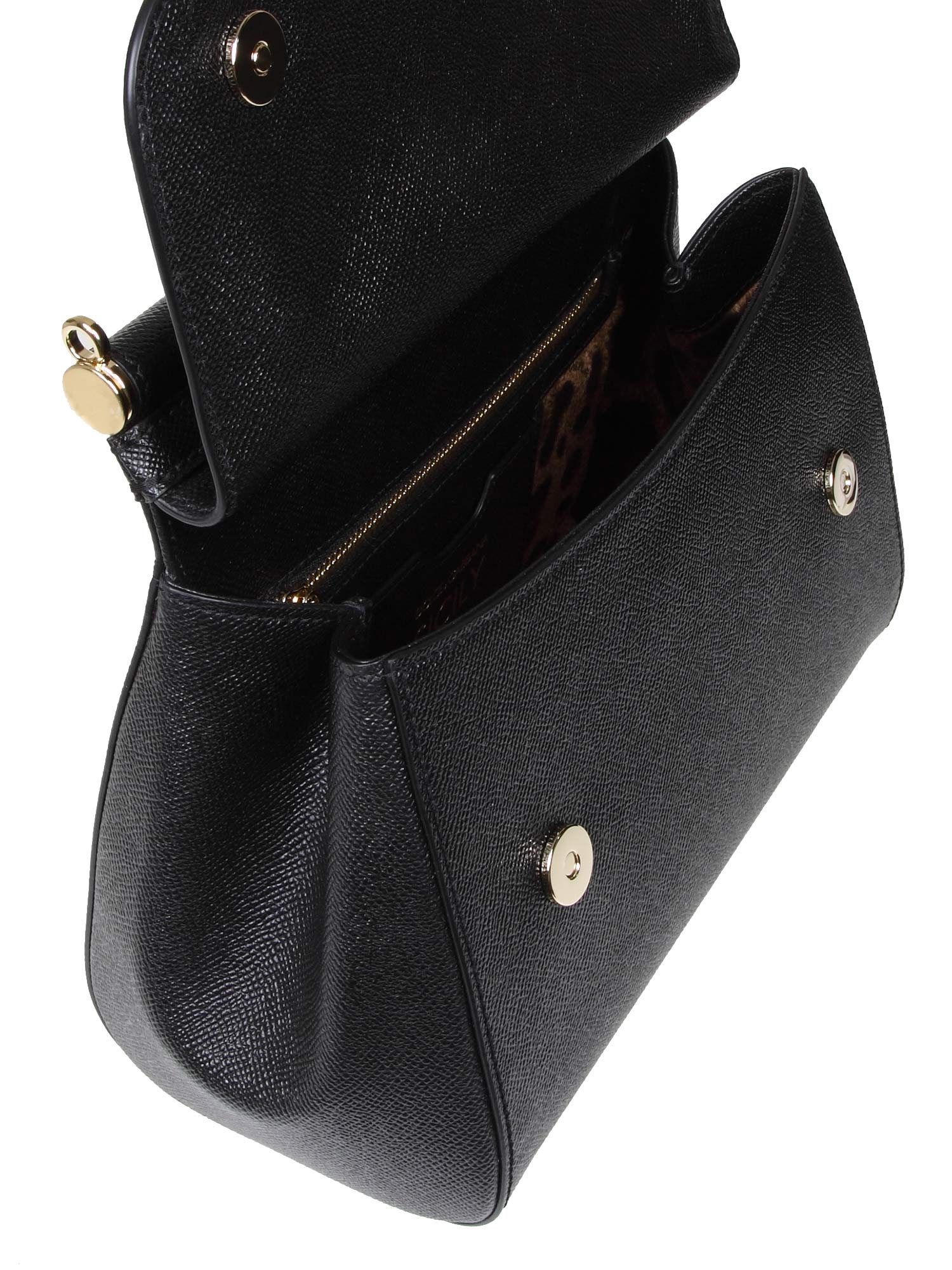DOLCE & GABBANA SMALL SICILY BAG IN BLACK LEATHER