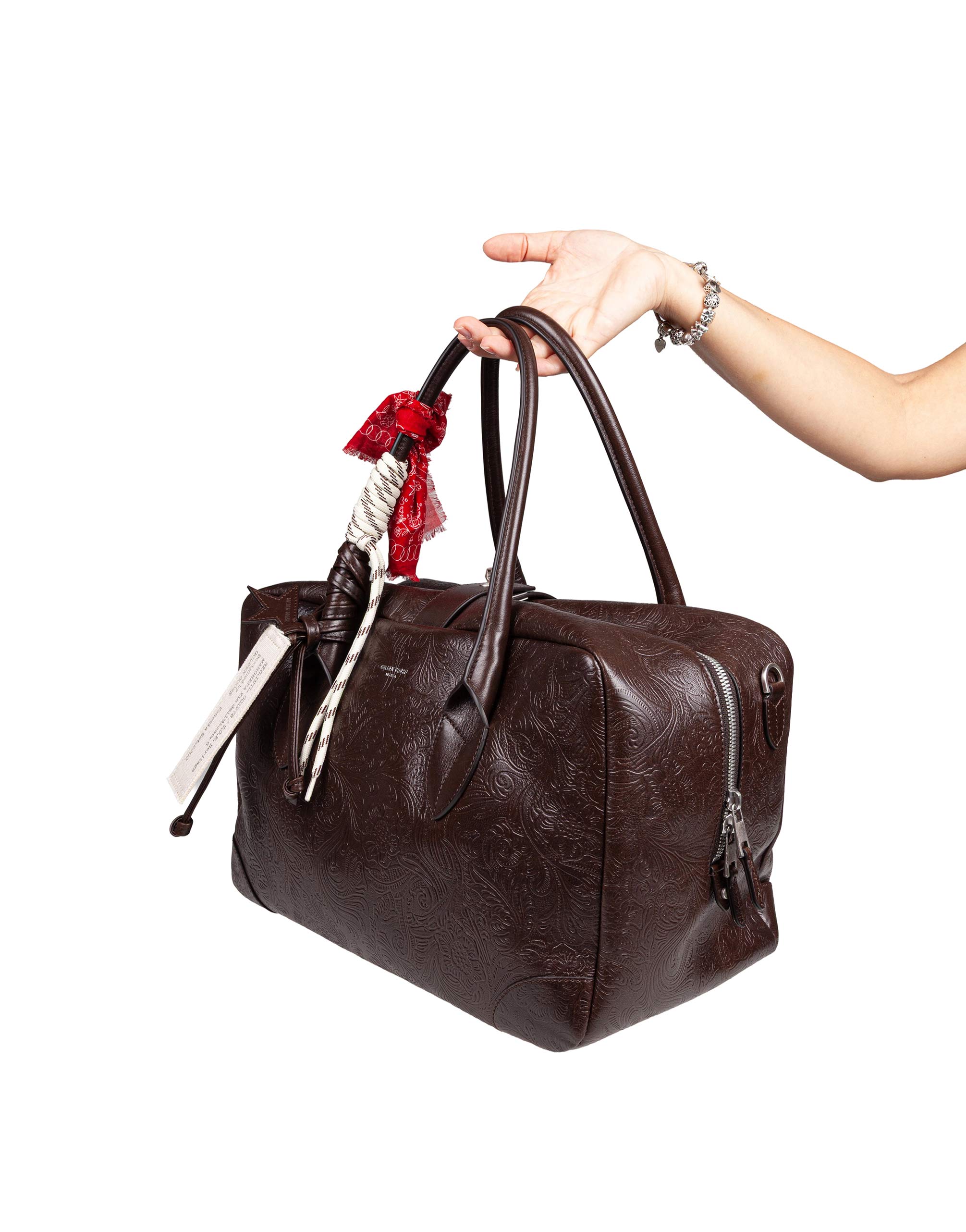 GOLDEN GOOSE BORSA A MANO VITA MEDIUM IN PELLE MOGANO