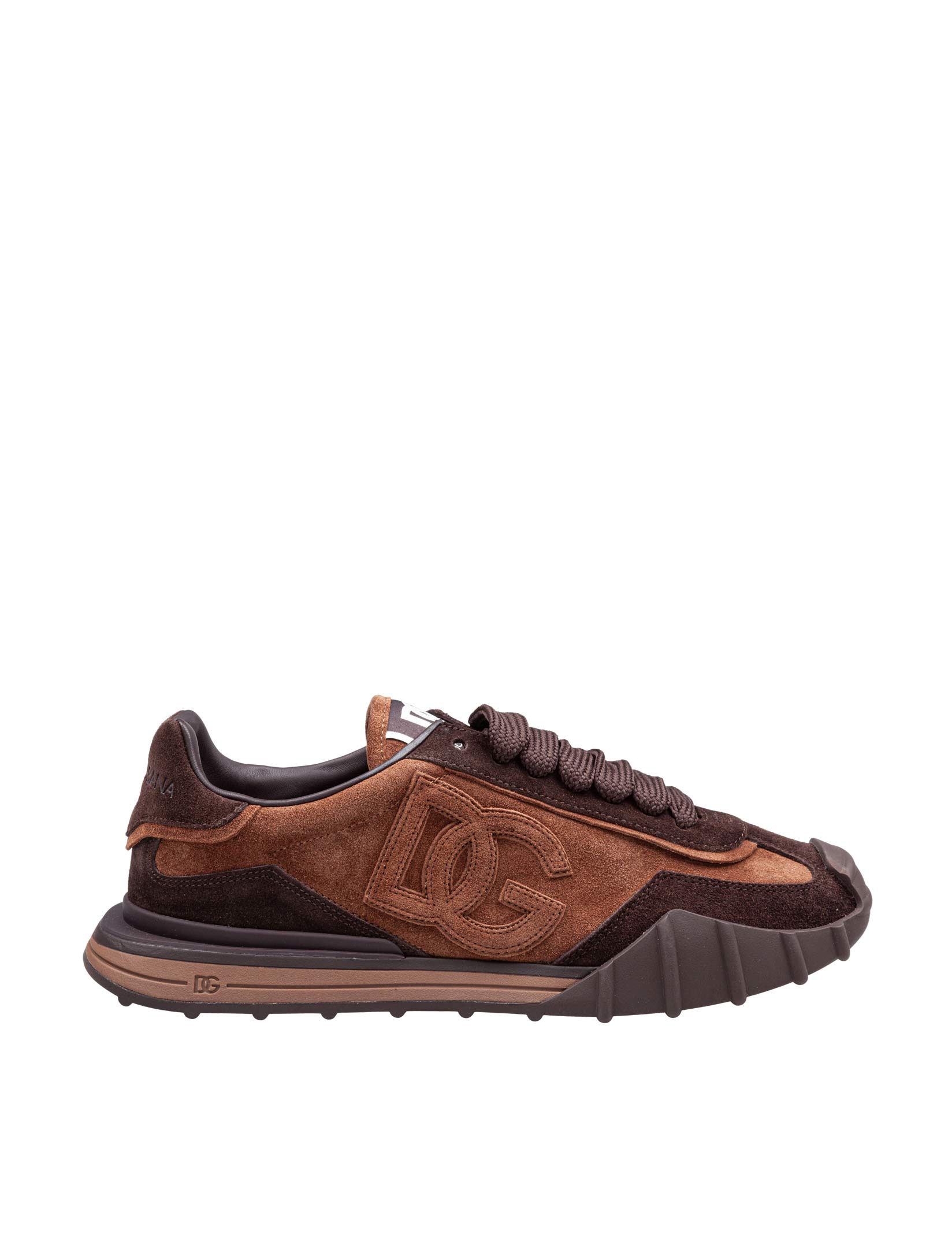 DOLCE & GABBANA SNEAKERS ATHLETIC IN CAMOSCIO MARRONE