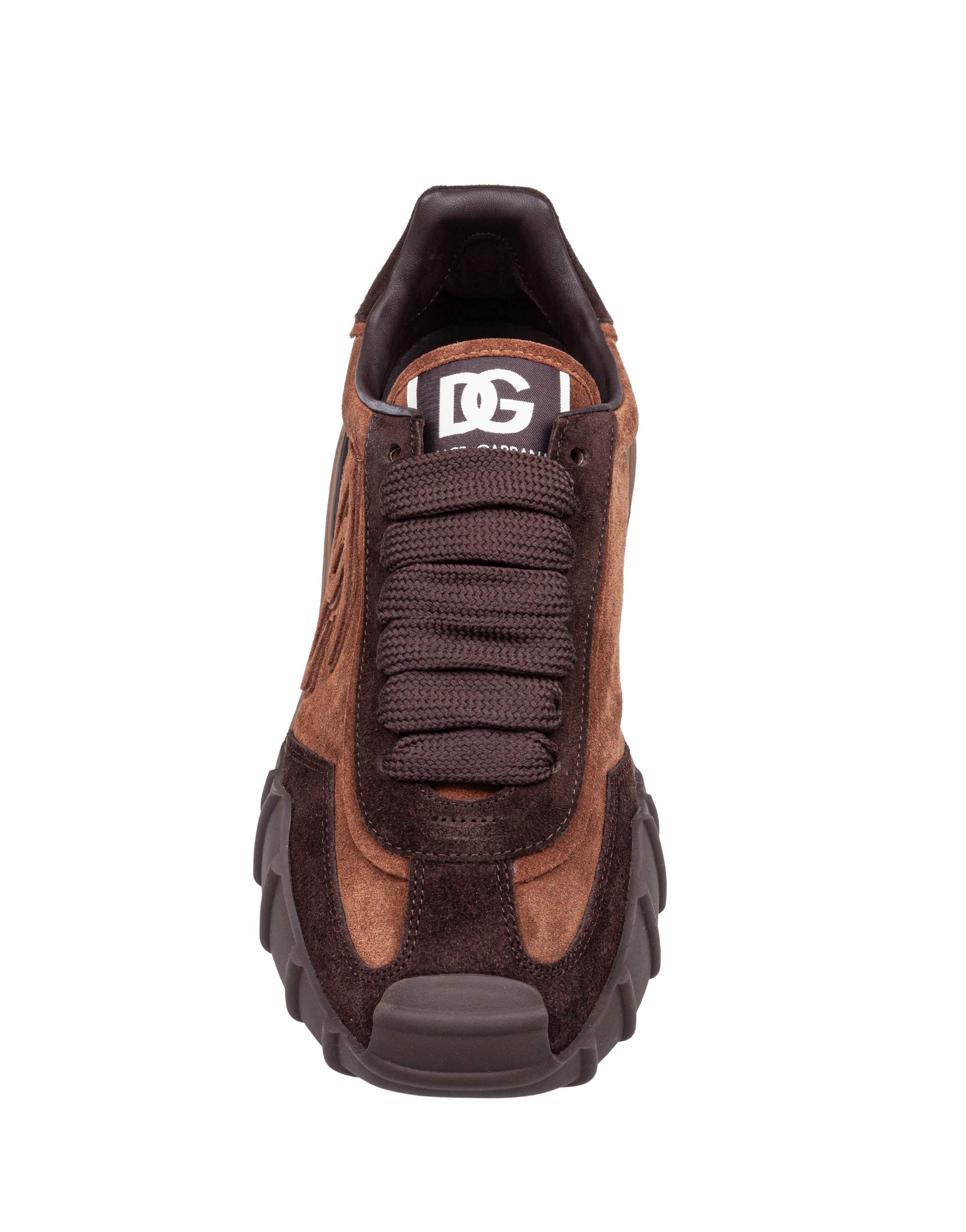 DOLCE & GABBANA SNEAKERS ATHLETIC IN CAMOSCIO MARRONE