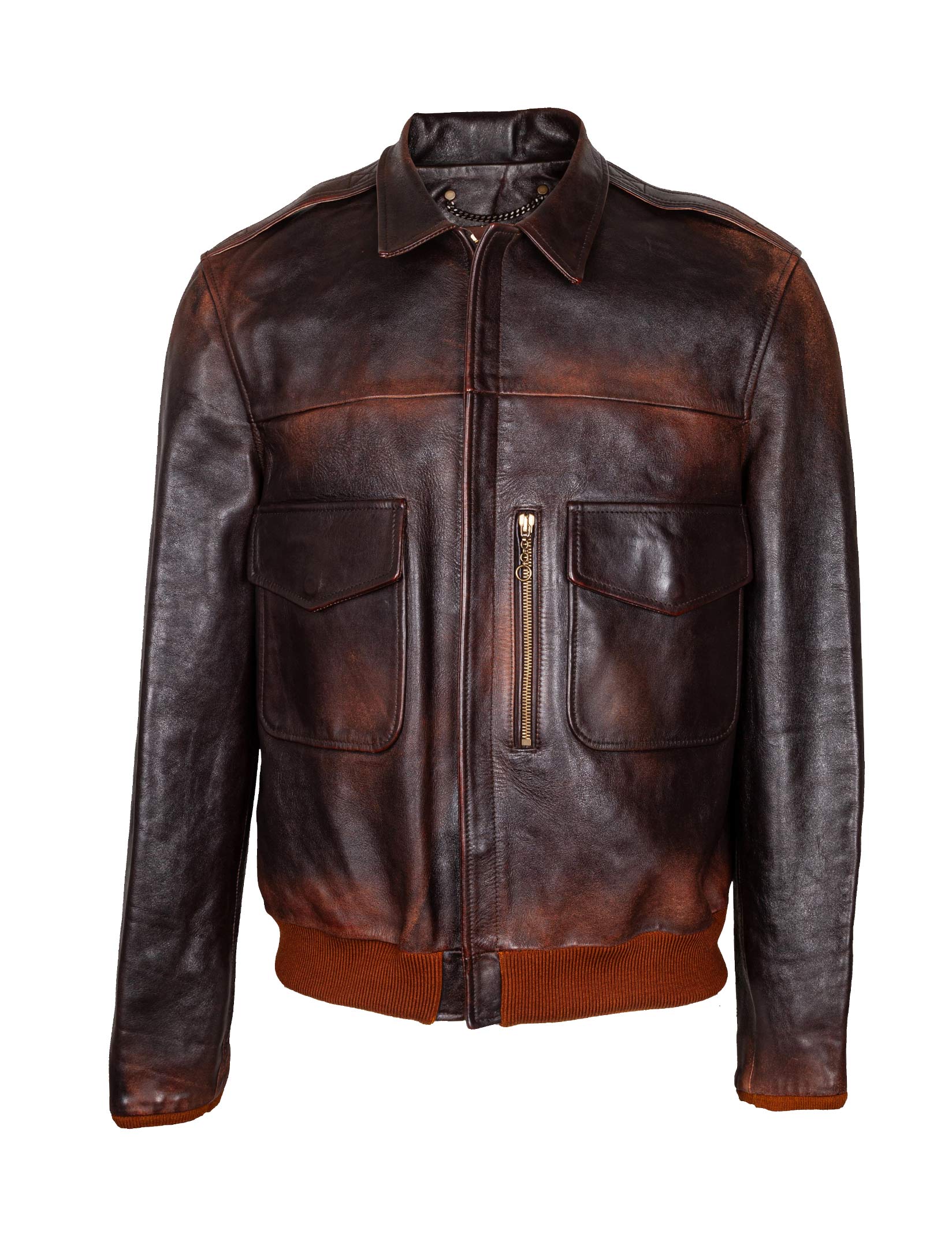 GOLDEN GOOSE BOMBER IN PELLE MARRONE SCURO