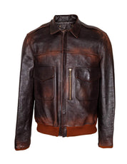 GOLDEN GOOSE BOMBER IN PELLE MARRONE SCURO