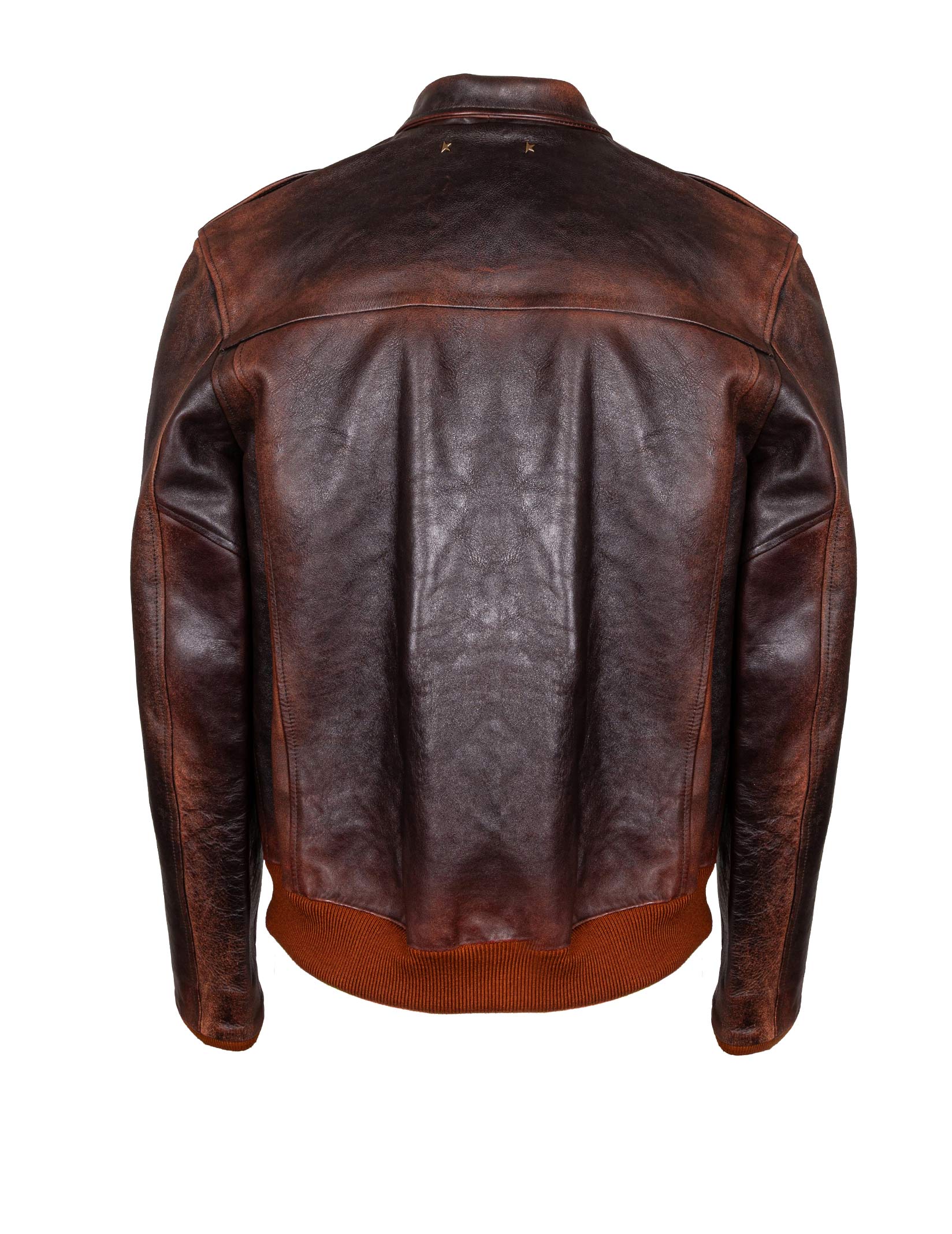 GOLDEN GOOSE BOMBER IN PELLE MARRONE SCURO