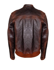 GOLDEN GOOSE BOMBER IN PELLE MARRONE SCURO