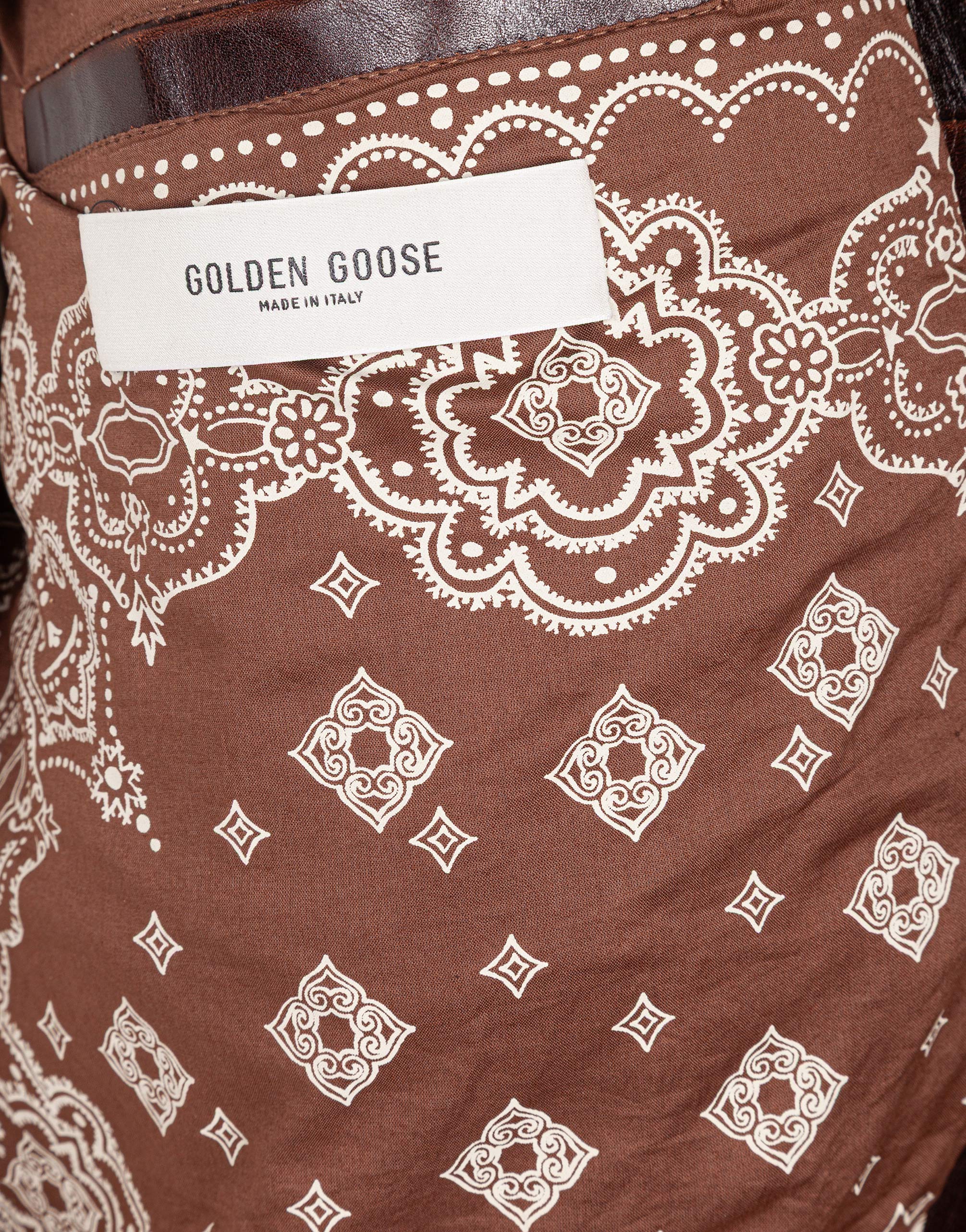 GOLDEN GOOSE BOMBER IN PELLE MARRONE SCURO