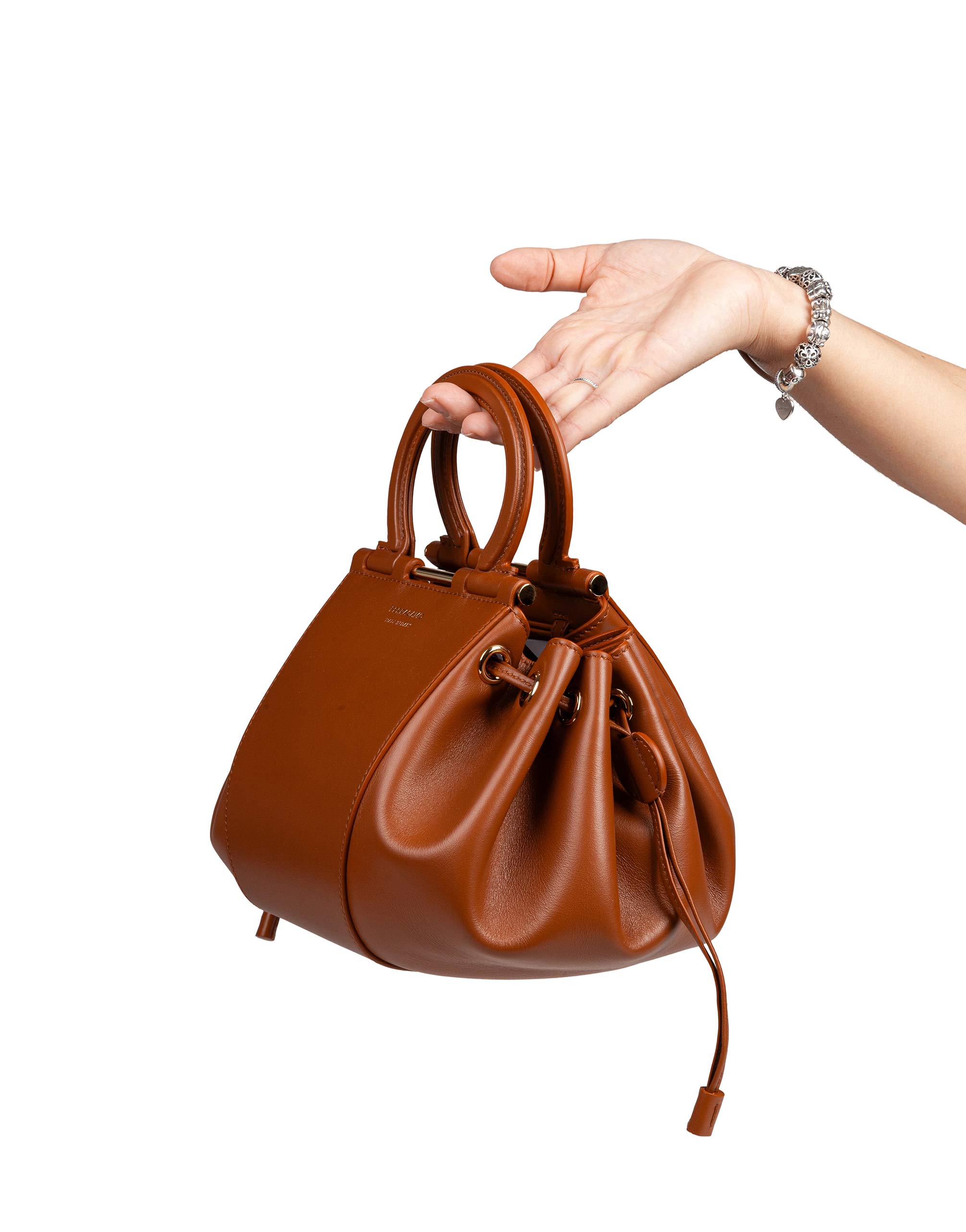 FERRAGAMO GANCIO LEATHER TOP HANDLE BAG