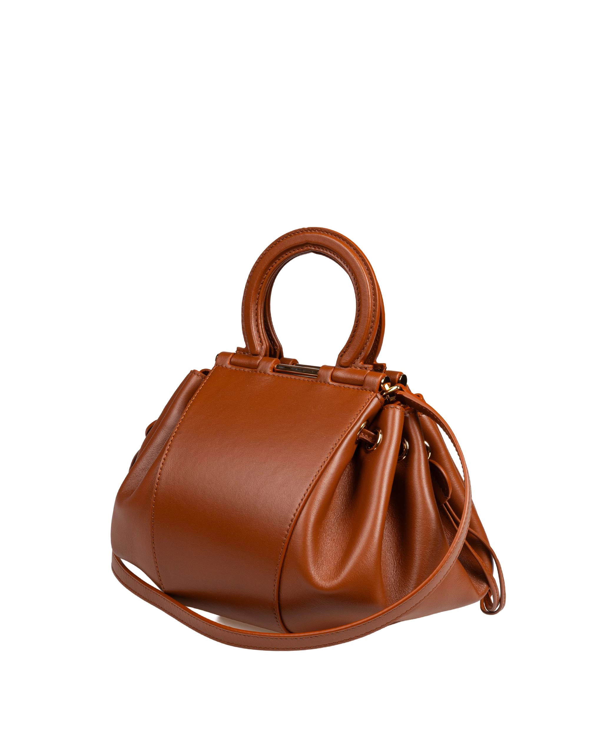 FERRAGAMO GANCIO LEATHER TOP HANDLE BAG