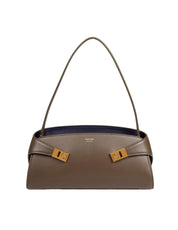 FERRAGAMO BORSA A SPALLA HUG IN PELLE OLIVA