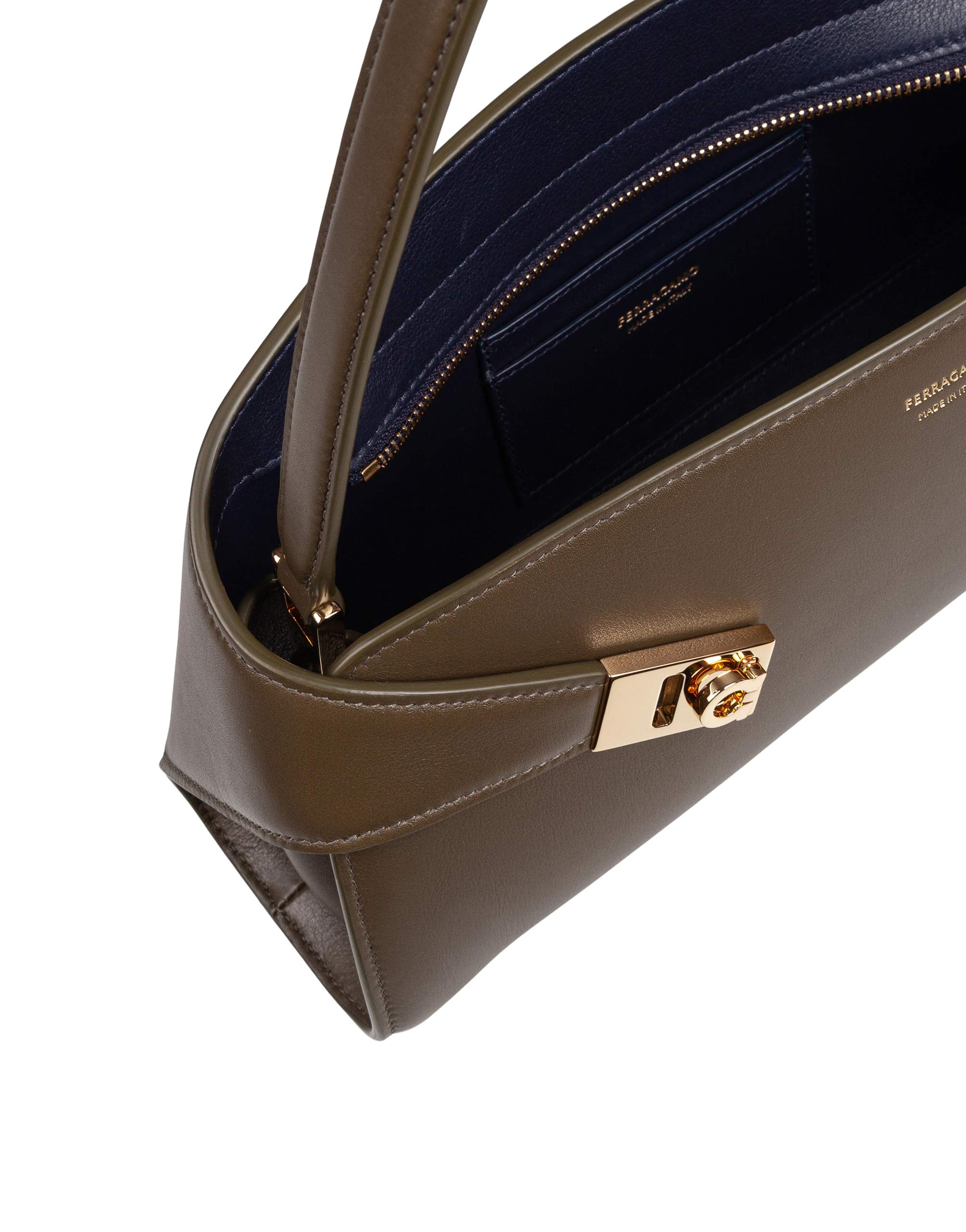 FERRAGAMO BORSA A SPALLA HUG IN PELLE OLIVA