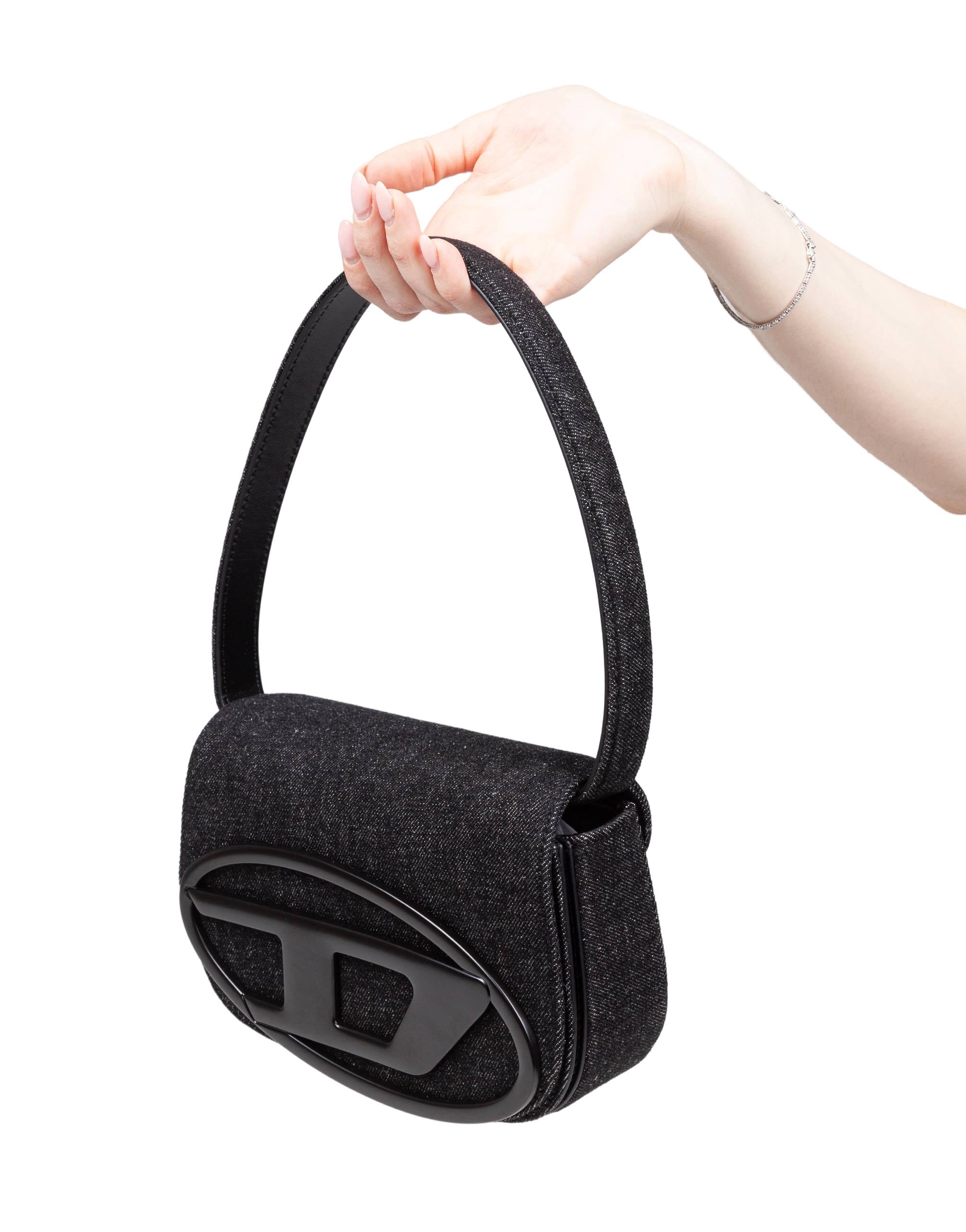 DIESEL BORSA A SPALLA 1DR IN DENIM NERO