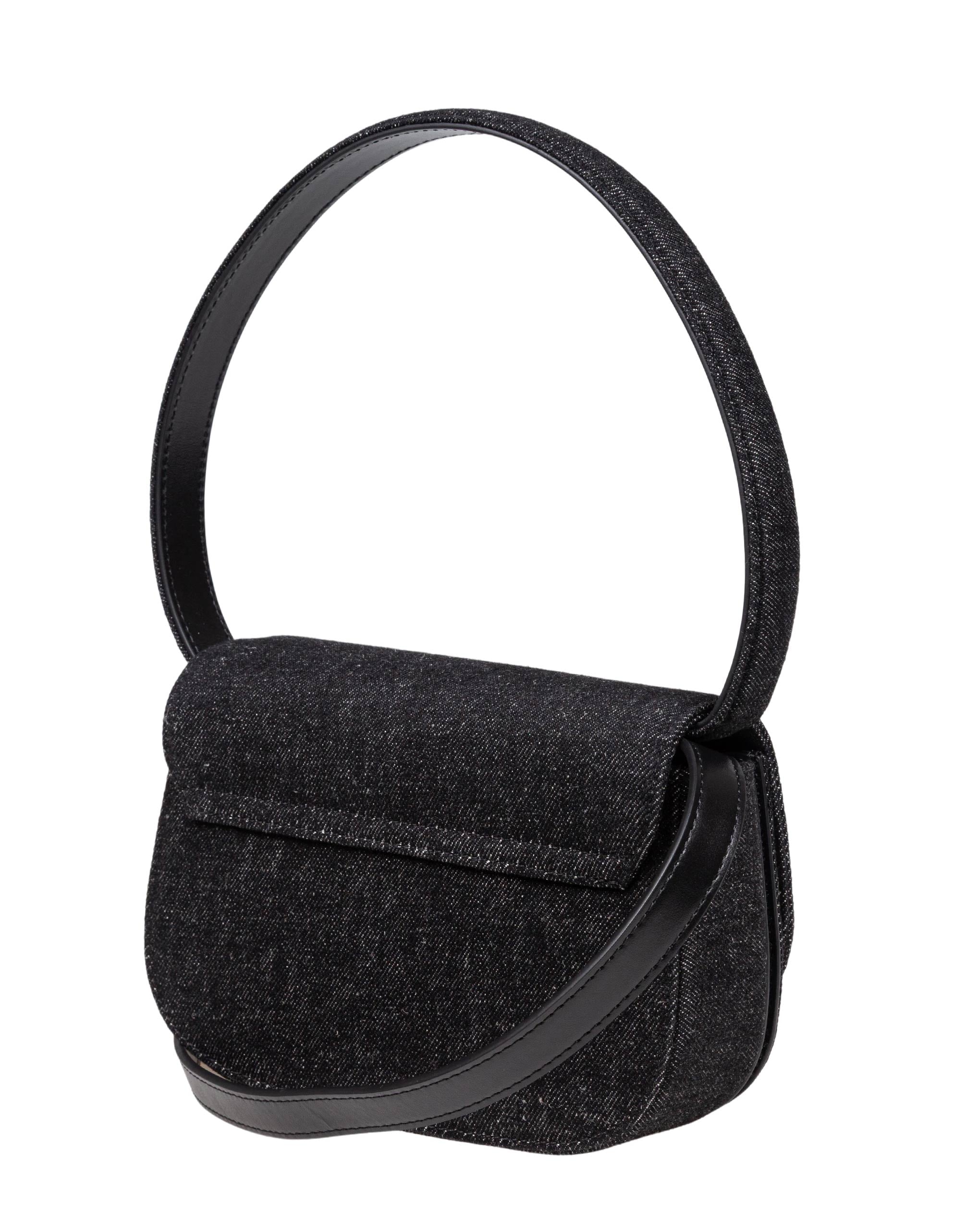 DIESEL BORSA A SPALLA 1DR IN DENIM NERO
