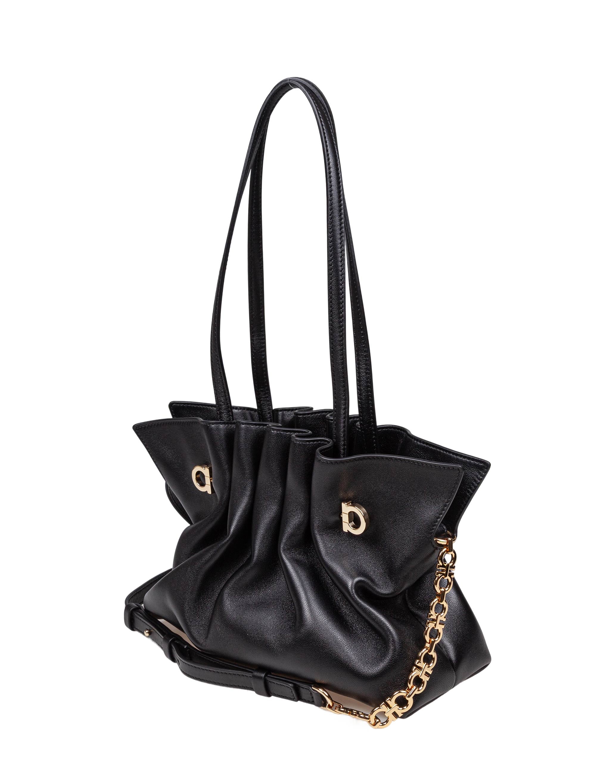FERRAGAMO BORSA SOFT SH S IN PELLE COLORE NERO