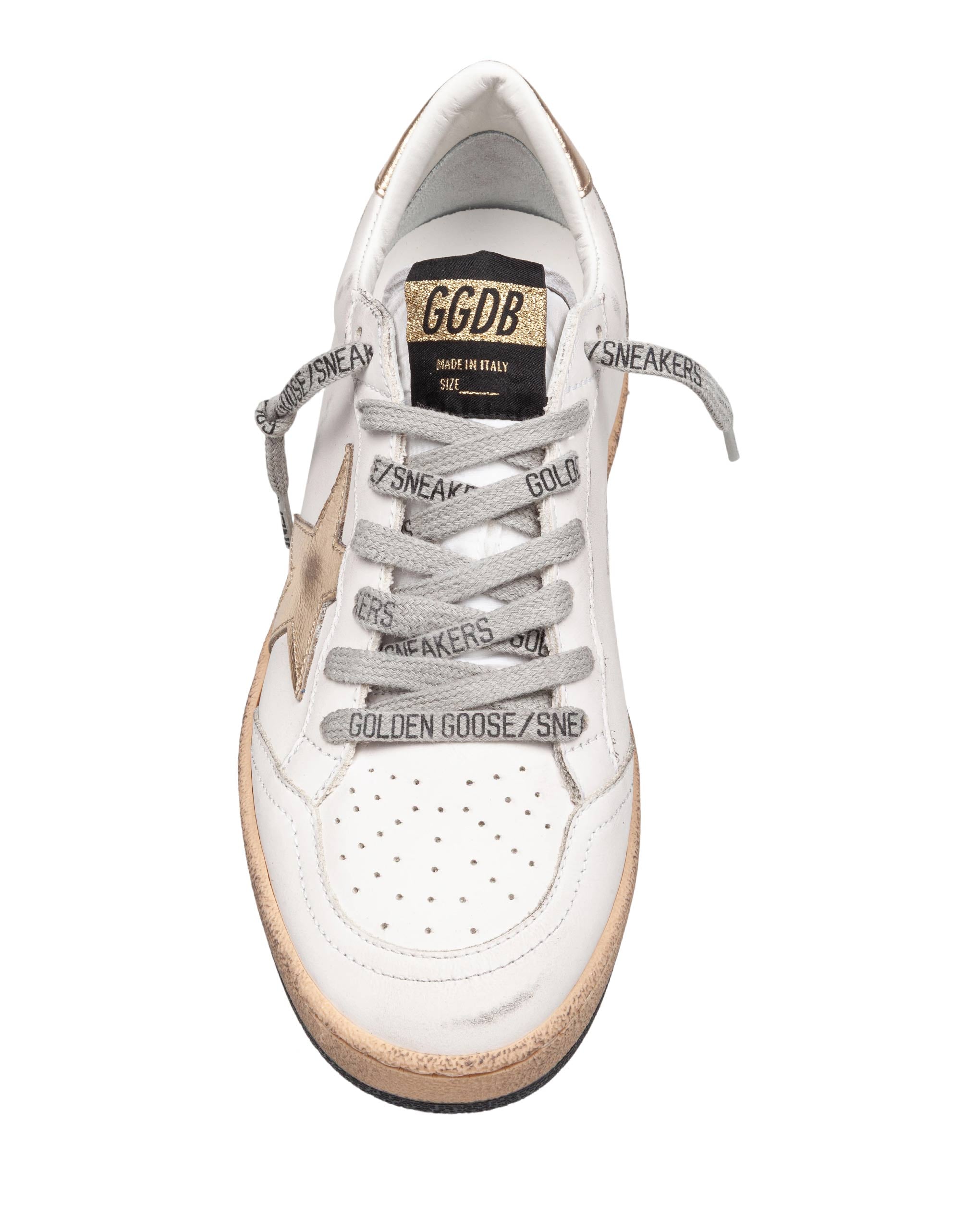 GOLDEN GOOSE SNEAKERS BALLSTAR IN PELLE COLORE BIANCO E ORO