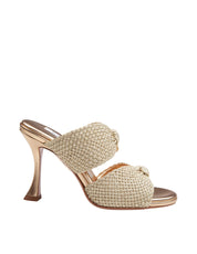 AQUAZZURRA MULE SMILE 95 IN PELLE LAMINATA GOLD