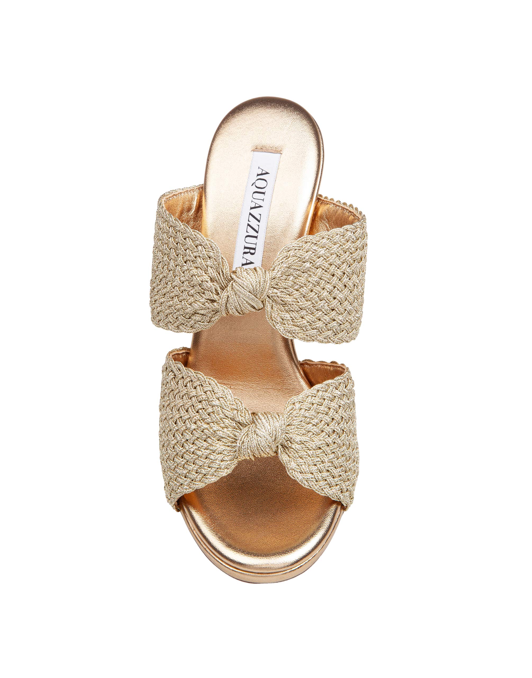 AQUAZZURRA MULE SMILE 95 IN PELLE LAMINATA GOLD