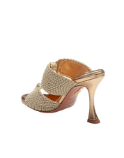 AQUAZZURRA MULE SMILE 95 IN PELLE LAMINATA GOLD