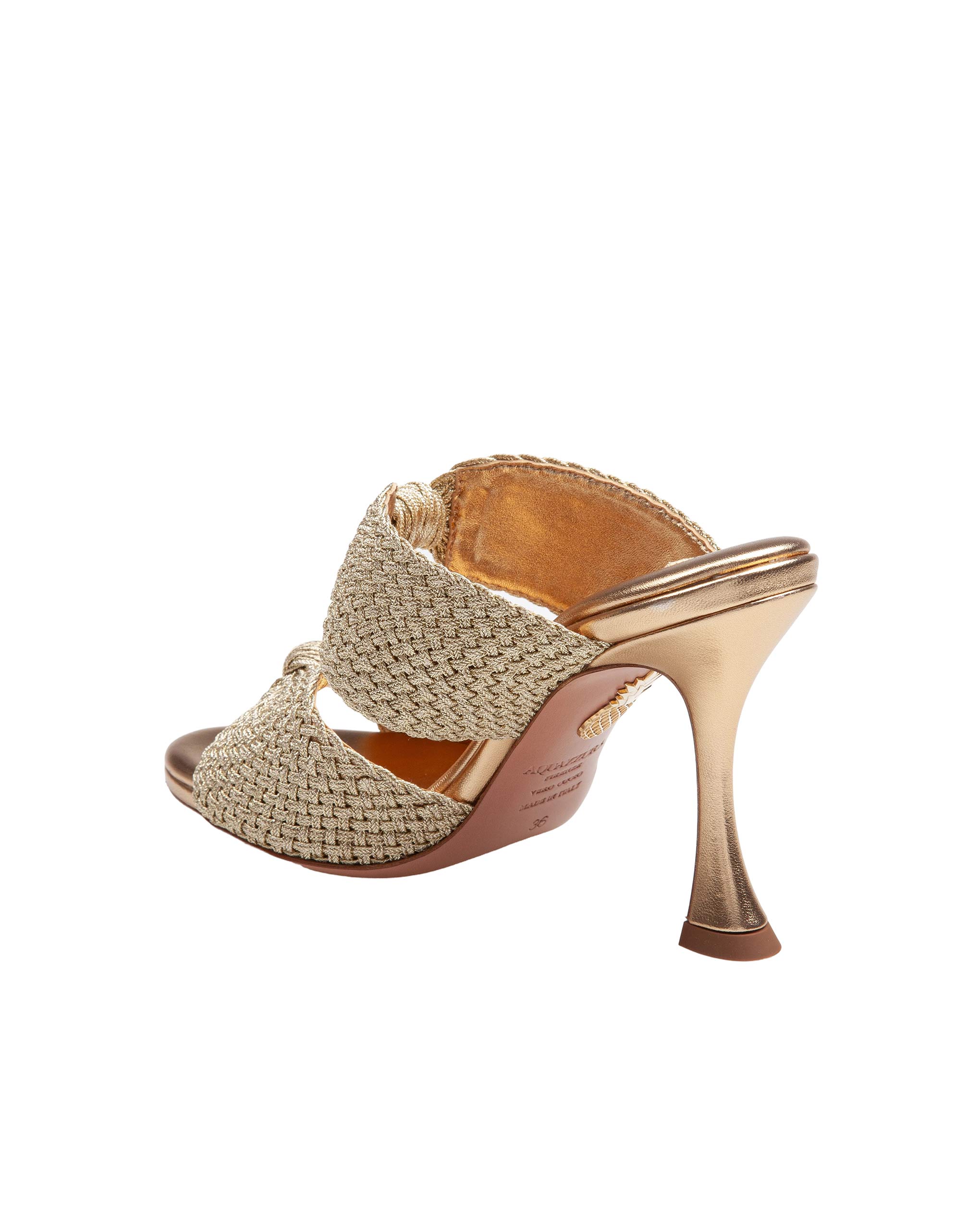 AQUAZZURRA MULE SMILE 95 IN PELLE LAMINATA GOLD