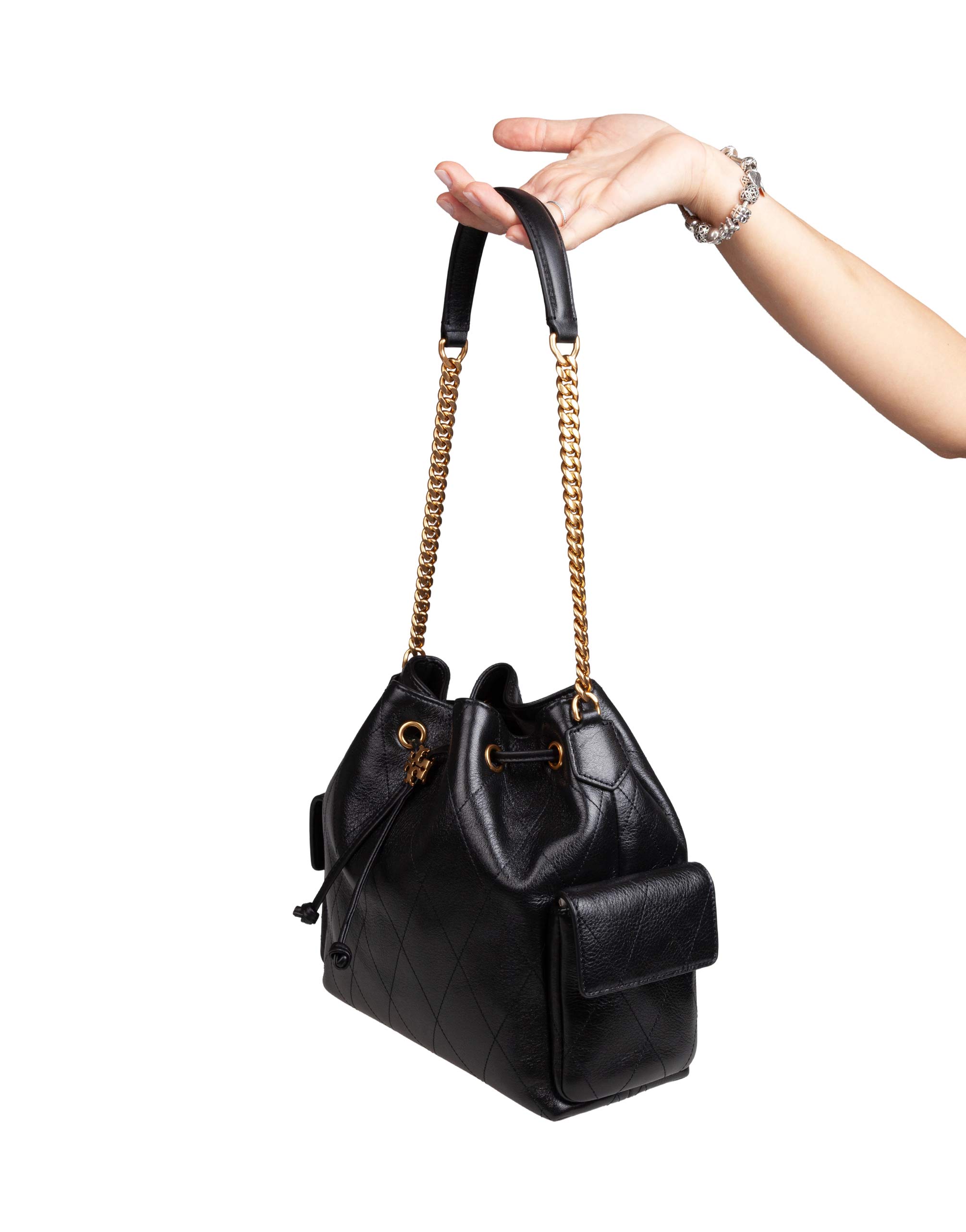 TORY BURCH CHARLIE QUILTED BUCKET BAG