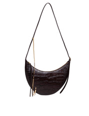 TORY BURCH PIERCED CROC-EMBOSSED SHOULDER BAG