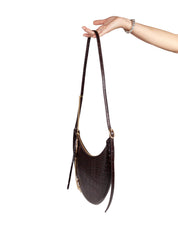 TORY BURCH PIERCED CROC-EMBOSSED SHOULDER BAG