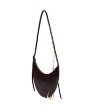 TORY BURCH PIERCED CROC-EMBOSSED SHOULDER BAG